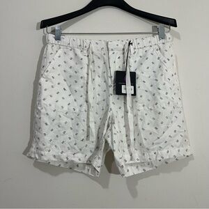 NWT G1 Goods Paper Linen Cotton Weekend Shorts Flower Bird Print White Size 8